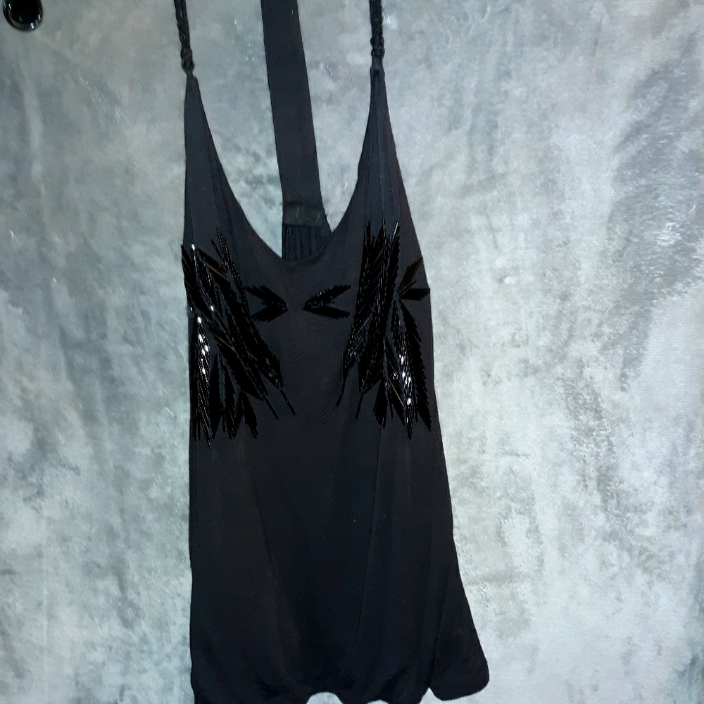 🌻B2G1 OBEY TANK TOP BLACK BEADED Size SM